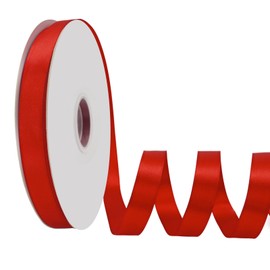 Loomjoyz Double Face Red Satin Ribbon 5/8 Inch 100 Yard Satin Ribbon Craft Fabric Ribbon for Gift Wrapping Bouquet Wedding Party Decorations