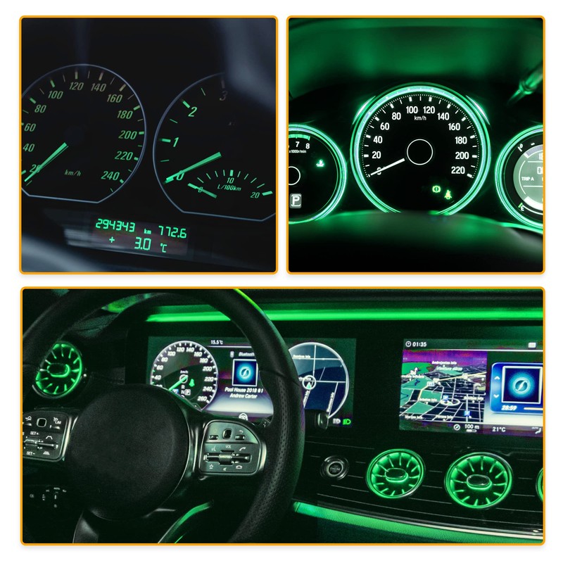 X AUTOHAUX 10 Pcs Green T3 3030 LED Interior Instrument