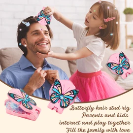 Hair Gems Stamper with 180 Colorful Hair Gems,Hair Kit with Rhinestones, Hair Bling Gems for Girls, Bling Bling Hair Gem Stamper(Pink)