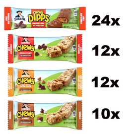 Quaker Chewy Granola Bars, Chewy & Dipps Variety Pack, (58 Bars), Whole Grains, No Artificial Flavors, No Added Colors