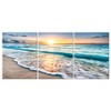 Pyradecor 3 Panels Blue Beach Sunrise White Wave Pictures Painting