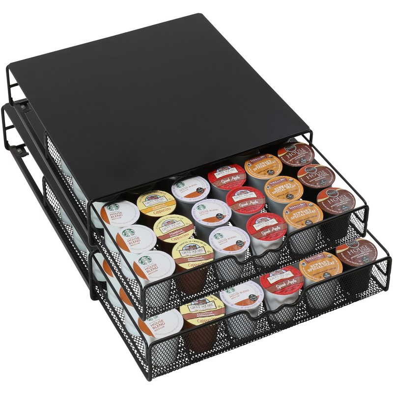 DecoBrothers K-Cup Holder Drawer for 36 Coffee Pods Storage, Black