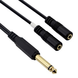 GINTOOYUN 1/4" to 1/8" TRS/TRRS Adapter 6.35mm Male to 3.5mm Female Stereo Audio Cable Y-Splitter Adapter for Amplifiers, Guitars, Pianos, Home Theater Equipment Etc.