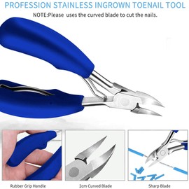 JTIEO 9PACK Toenail Clippers Ingrown Toenail Tool Ingrown Toenail Treatment Ingrown Toenail Tool Kit Stainless Steel Ingrown Toenail Removal Kit Professional Tool Set for Ingrown & Thick Nail Blue