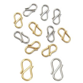 20PCS S Hook Clasps 304 Stainless Steel S-Shaped Wire Hook Clasps Jewelry Connectors Beads for DIY Necklace Bracelet Jewelry Making Accessories(Gold,Silver)