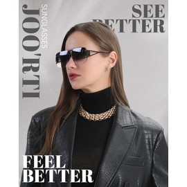 JOO'RTI Aviator Sunglasses Mens Womens, Retro Trendy Shades, Oversized Square Sun Glasses, Black Frame Gradient Dark Grey Lens