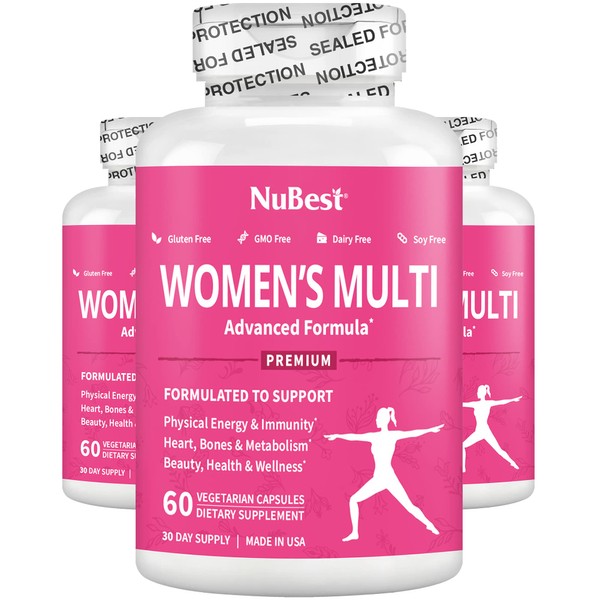 NuBest Women’s Multi 18 Support Immunity, Energy, Bones, Heart & Wellness - Vitamins A, C, D, E, B1, B2, B6, B12, Biotin, Calcium, Zinc, Copper, Spirulina & More - 3 Pack | 3 Months Supply