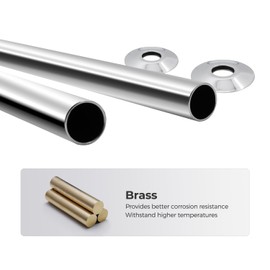 VANCOCO Pipe Tails Antique Brass 15mm X 300mm Radiator Pipe Collars Decoration Floor Plates Chrome (Pair)