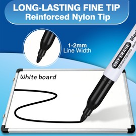 SFAIH Black Dry Erase Markers Fine Tip - 12 Pack Whiteboard Markers Standard Set For Office Teams, Teachers, Classrooms, Training Sessions | Low-Odor