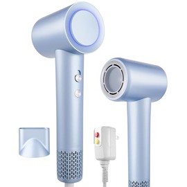 Secador de Pelo Ion Negativo 200 Millones, Secadora de Cabello Profesional 110000 RPM con Luz, Secador Potente Rápido1500W 3 Ajuste Frío/Calor, Secadora de Pelo con Boquillas para Hogar/Viaje/Salón