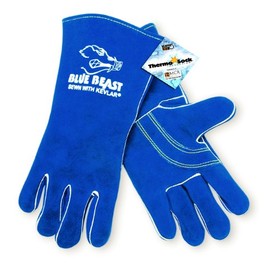 MCR Safety 4600 Blue Beast Split Cow Leather Deluxe Welder Gloves with Reinforced Palm and Wing Thumb, Blue, X-Large, 1-Pair