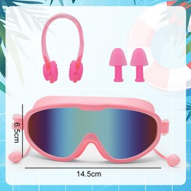 Swimming Goggles Children's Diving Goggles 4-14 Years - Swimming Goggles Children with Nose Protection Earplugs, 180° Panorama, Anti-Fog UV Protection Anti-Leak, Children's Swimming Goggles for