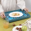 MAONAME Rectangle Decorative Tray, Plastic Serving Tray with Handles, Tempered
