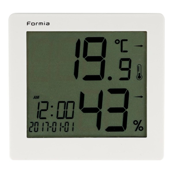 Hodogaya Electronics Sales Thermometer/Hygrometer with Clock Digital White