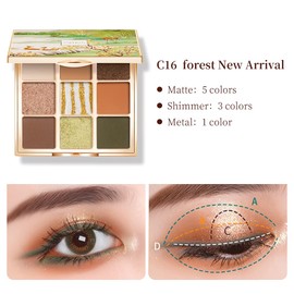 Catkin Eyeshadow Palettes 9 Blendable Shades Smooth Long Lasting Eyeshadow Matte and Glitter Eye Makeup Highly Pigmented Makeup Palettes C16