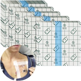 50 Pcs Chest Port Shower Cover Waterproof Adhesive Bandage Protector 4 x 4 Inch for Dialysis Catheter Chemo Hemodialysis Transparent Patch Surgery Wound Incision Water Barrier Stretch Dressing