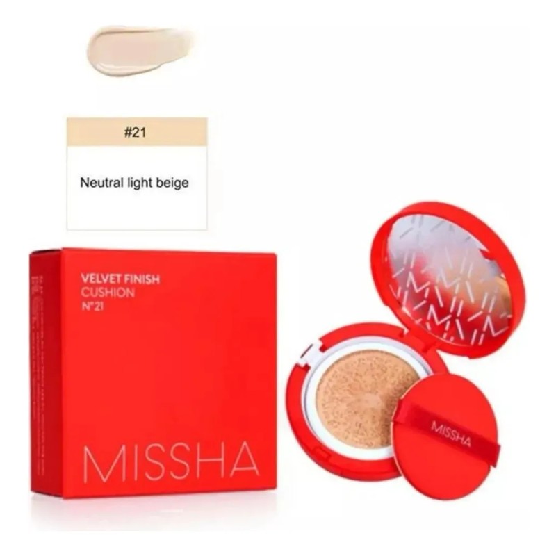 Cojín Base Missha con acabado de terciopelo N.21, beige claro,