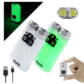 KunHe 2 Pack Small Powerful EDC Flashlight with RED and White Light & Tail Magnet-Super Bright 900Lm，USB C Rechargeable Led Keychain Flash Light with Cob Side Light Christmas Gifts Stocking Stuffers