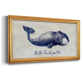 Renditions Gallery Whale Poster for Home Decor Let The Sea Set You Free Canvas Artwork Paintings & Prints for Bedroom Office Kitchen - 29"X53" Gold GAL012