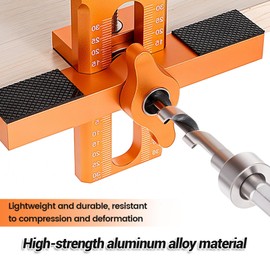 Cabinet Door Installation Jig, 2-in-1 Aluminium Alloy Versatile Cabinet Door Mounting Tools with Adjustable Positioner and 3 Precision Drill Bits, Quick-Clamp System for Frameless/Face Frame Cabinets