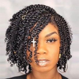 COOKOO 9 Packs Pre-twisted Micro Twist Crochet Hair 6 Inch Natural Black Pre-looped Mini Passion Twist Crochet Hair Mini Senegalese Twists Hair Synthetic Hair Extensions for Women(1B#)