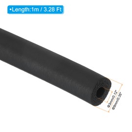PATIKIL 3mm ID x 9mm OD x 1m Long Pipe Insulation Foam Tube, Pipe Cover Wrap Roll EPDM Bar Tubing for Handle Grip Guitar Stand AC Units, Exercise Machine Handle, Black
