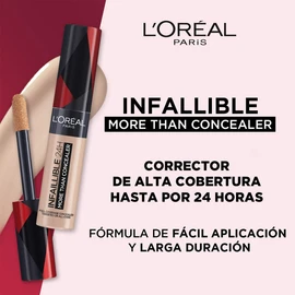 L'Oréal Paris corrector líquido de larga duración 24h, Infallible More than concealer,Tono 329 Cashew, 14.4ml