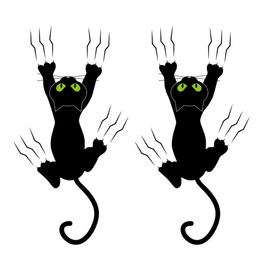 duoyif Wall Tattoos, Black Cat Wall Sticker, Pack of 2, Cat Silhouette Wall Sticker, Black Cat Sticker, Wall Pictures for Children's Room, Door, Toilet Lid, Wall Decoration, 26 x 17
