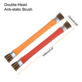 HARFINGTON Double-Head Phone Motherboard IC Cleaning Brush 12x15mm Bristles Hair Anti-Static ESD Brush Cleaner for Computer Phone, Orange + Red
