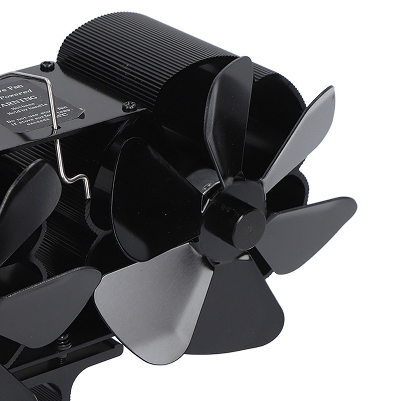 6 Blades Heat Powered Stove Fan Dual Head Fireplace Fan