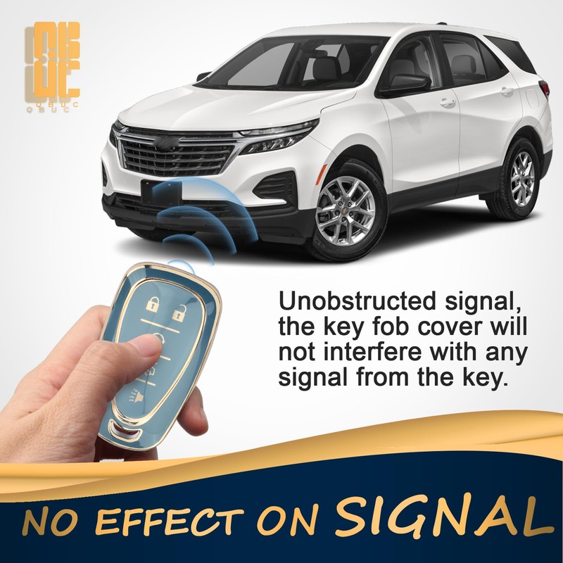 QBUC for Chevy Key Fob Cover with Keychain(Gold Trim Blue)