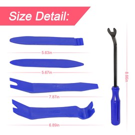 BLAU GRUN 5PCS Auto Trim Removal Tool Kit, Car Interior Door Panel Clip Fastener Removal Set, No Scratch and No Marring Plastic Pry Tool Kit for Vehicle Dash Radio Audio Installer (Blue)