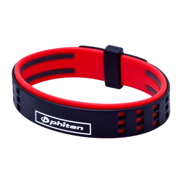 Phiten RAKUWA Bracelet, Breath S, Duo Type, Black/Red, 7.5 inches