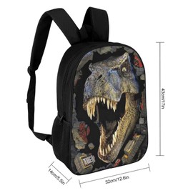 CNRYRIO T-Rex Dinosaur Backpack for Boys Kids 6-12, 17 Inch School Bookbag with Roaring Dino Print, Durable Water-Resistant Nylon, Lightweight Design & Adjustable Straps