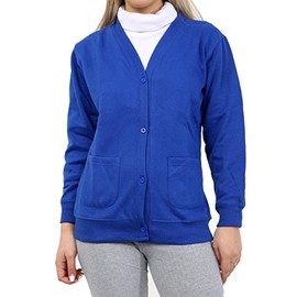 GW CLASSY OUTFIT Kids Boys Girls V-Neck Button Cardigans Fleece Jumper School Uniform (Age 5-13 Years) (9-10 Years, Royal Blue)