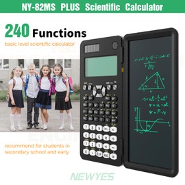NEWYES NEWYES Wissenschaftlicher Taschenrechner 82 MS, 240 Funktionen & 2-Line Display Schulrechner mit Schutztcase für Junior, Mittel und Student