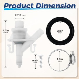 Mgoodoo 2 Sets 385311641 RV Toilet Water Valve Kit and 2 Pcs 385311658 RV Toilet Ball Seal Compatible with 300 310 320 Series Toilets Fit for Pedal Flush Toilet and Sealand Marine Toilet
