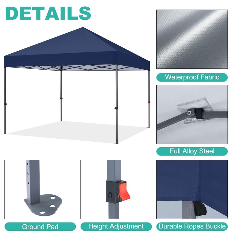10x10 Pop Up Canopy - Beach Tent with One Push
