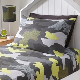Happy Linen Company Girls Boys Kids Camo Camouflage Green Standard Reversible Extra Pair Of Standard Pillow Cases