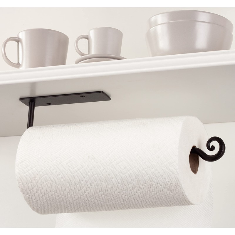 RTZEN Under Cabinet Black Paper Towel Holder - Handcrafted Rustic