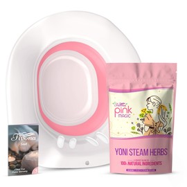 Fivona Yoni Steam Kit 2-in-1 Bundle of Steaming Seat with Pink Magic Herbs Bundle - at Home V-SPA Cleansing Set for Toilet Bowl - Detox and Rejuvenate with All-Natural Herbal Therapy