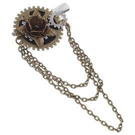 Ipetboom Steampunk Hair Clip Punk Gear Hair Clips Gothic Hair Clips Vintage Flower Rose Hair Clip Tassel Hair Barrettes Floral Brooch Pins Chains Charm Badge Retro Headdress