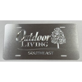 Your Business Logo Engraved Diamond Etched Silver Aluminum License Plate Car Tag