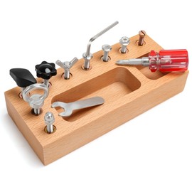 TenFans Montessori Busy Board - Sensory Learning Toy with LED Switch, Screwdriver Tools & Fine Motor Skills Activities for Children from 1 Year - Travel Toy for Development Competence