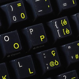 4Keyboard Italian Keyboard Sticker with Yellow Lettering Transparent Background for Desktop, Laptop and Notebook