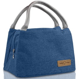 JINGSEN Lunch Bag Waterproof Reusable Lunch Bag, Leakproof Waterproof Lunch Bag for Adult Students, Durable Lunch Bag, Office Work School Shopping Travel Picnic Insulated Lunch Bag (L-Blue)