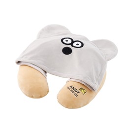 Gowell Mouse ANDY 2-Way Neck Pillow, Face (Beige) | Cushion, Travel Cushion, Folding, Neck Cushion, Pillow, Business Trip, Travel, Bullet Train, Airplane, Drive, Convenient Goods, Travel Goods, Travel