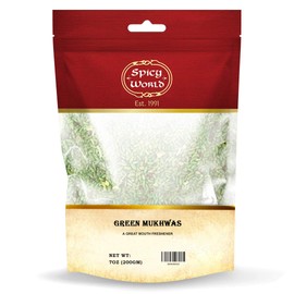 Green Mukhwas 7 Oz - Indian Mouth Freshener Candy | Resealable Bag | by Spicy World