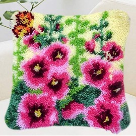 3D Pillow Latch Hook Embroidery Kits DIY Pillow Materials Package Crocheting Rug Yarn Cushion Embroidery Set fit for Beginners Embroidery Kit Pillowcase Cushion (Butterfly)