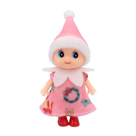 Christmas Elf, Tiny Elf Doll, Christmas Elf Figures, Mini Elves, Santa Claus Little Helper with Movable Head and Feet, Little Elf Doll Toy for Boys Girls (Pink)